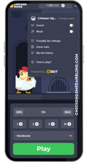 Chicken Road – menuåbning på Hardcore-niveau
